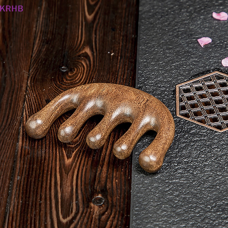 Lược Răng Thưa Mát Xa Da Đầu Bằng Gỗ Tiện Dụng