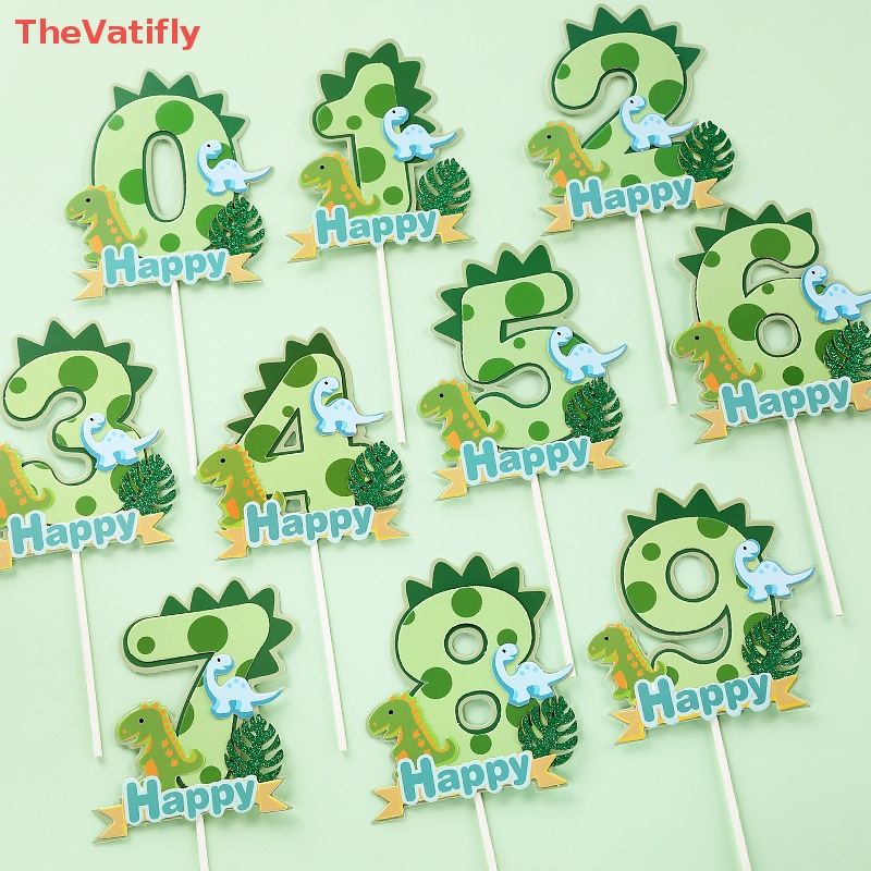 1 Que Cắm Trang Trí Bánh Kem Hình Khủng Long / Lá Cọ Độc Đáo