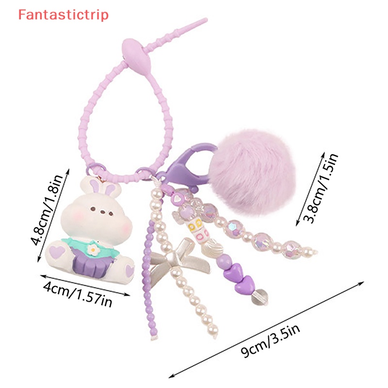 [Fantastictrip] Móc Khóa Hình Động Vật Hoạt Hình Động Vật / Gấu / Thỏ / Heo Có Bóng Lông Trang Trí Ba Lô / Ô Tô