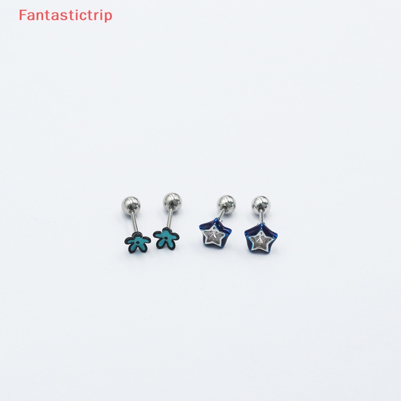 1 Đôi Bông Tai Hình Hoa Và Ngôi Sao Đính Đá Zircon Dễ Thương Thời Trang Cho Nữ