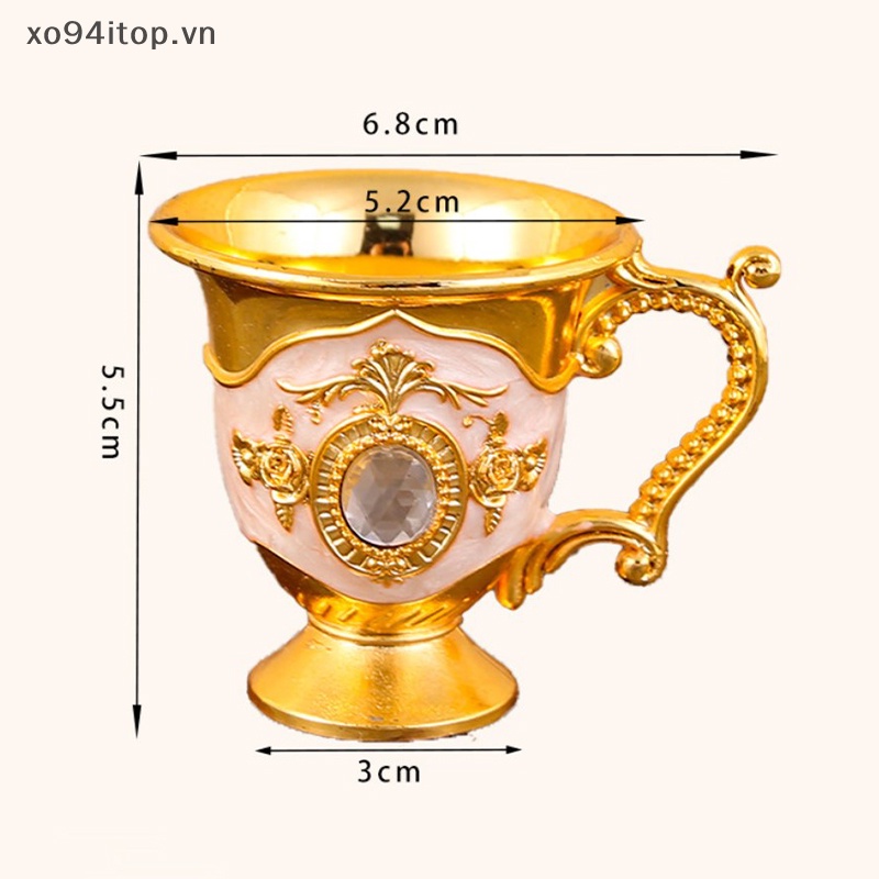 Xoitop Cốc Uống Trà Cà Phê Mini Họa Tiết Hoa Đính Kim Cương Giả Lấp Lánh Retro Trang Trí Tách Trà tazas de te VN