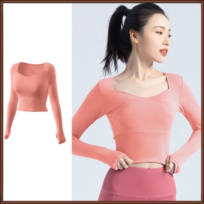 Áo Crop Top Thể Thao Tay Dài Màu Sắc Đơn Giản Cho Nữ