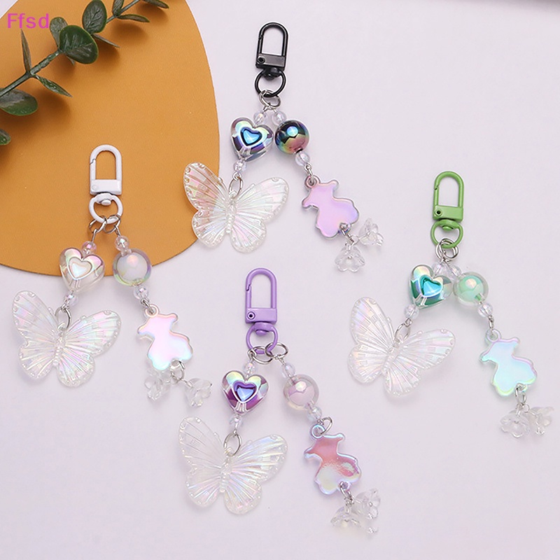 {Ffsd} Ins Móc Khóa Acrylic Màu Gradient Họa Tiết Bướm Nhỏ Trong Suốt Tươi Tắn Trang Trí Túi Xách * Hàng Bán Chạy