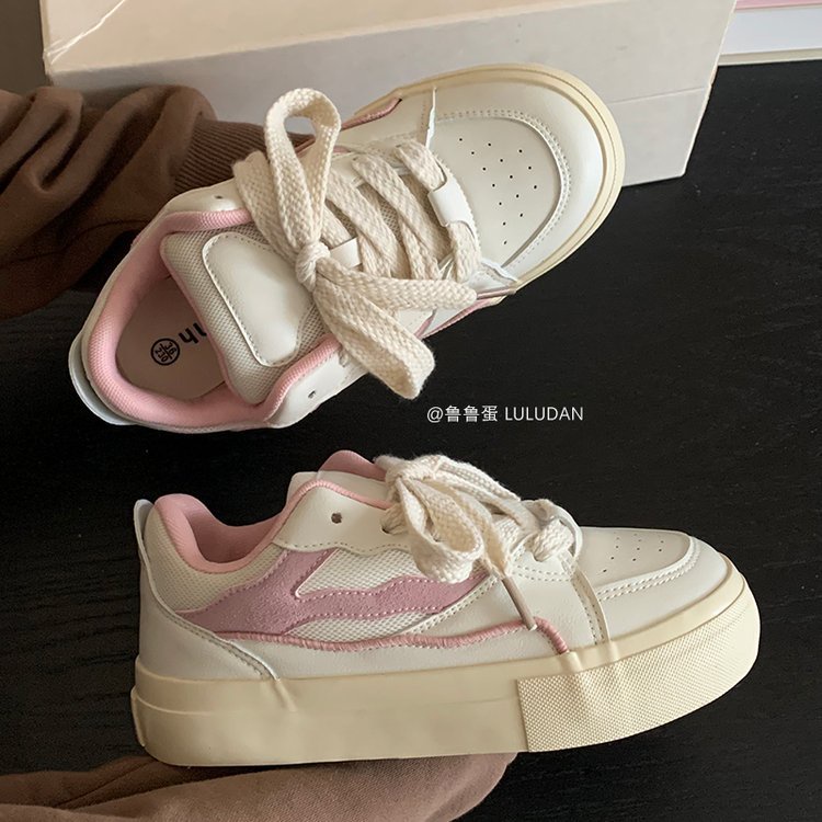 Giày Thể Thao Da Đế Bằng Phong Cách Retro Thời Trang Cho Nữ