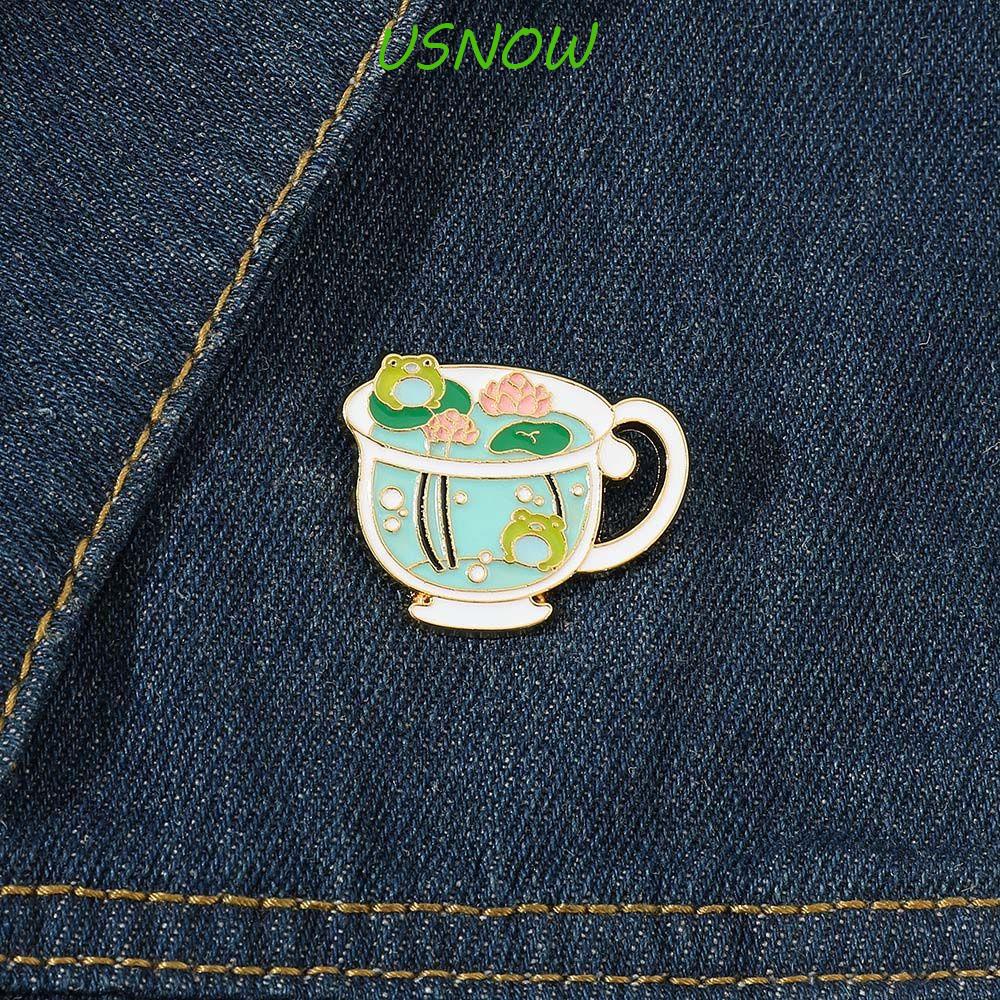 Ghim Cài Áo Hình Chú Ếch / Cốc Lá Sen Tráng Men Thời Trang Cho Nam Và Nữ