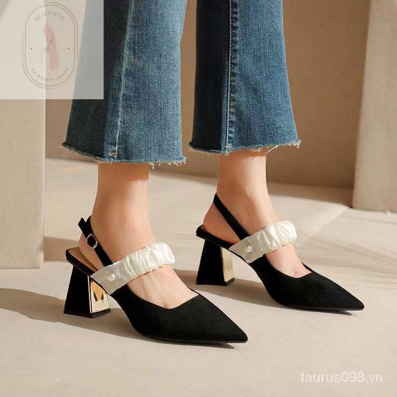 Giày Cao Gót Cài Khóa Siêu Mềm Thoải Mái Thời Trang Mùa Hè 2023 Phong Cách Pháp Cho Nữ