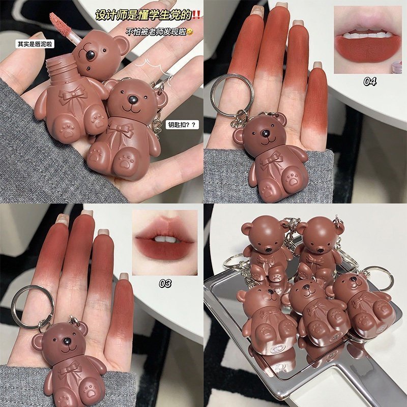 Son Môi MAGIC CASA Bền Màu Thiết Kế Móc Khóa Hình Gấu Nâu Xinh Xắn