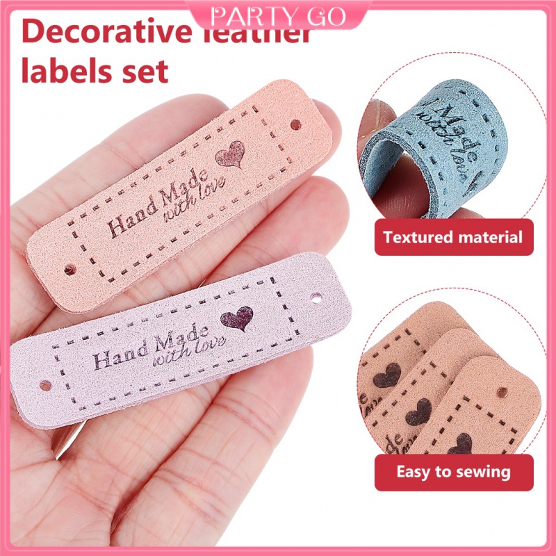 Set 60 Miếng Nhãn Bằng Da Nhiều Màu Dùng Để May Vá Quần Áo