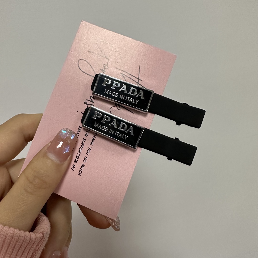 Cặp Kẹp Tóc Mỏ Vịt Màu Vàng Đen Phong Cách Pháp Thời Trang Cho Nữ