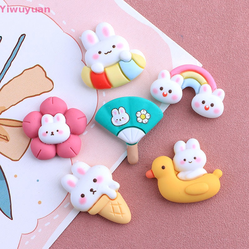 Bộ 5 Phụ Kiện Trang Trí Sổ Tay Hình Bánh Kem / Thỏ Bằng Resin Đáng Yêu DIY Mới