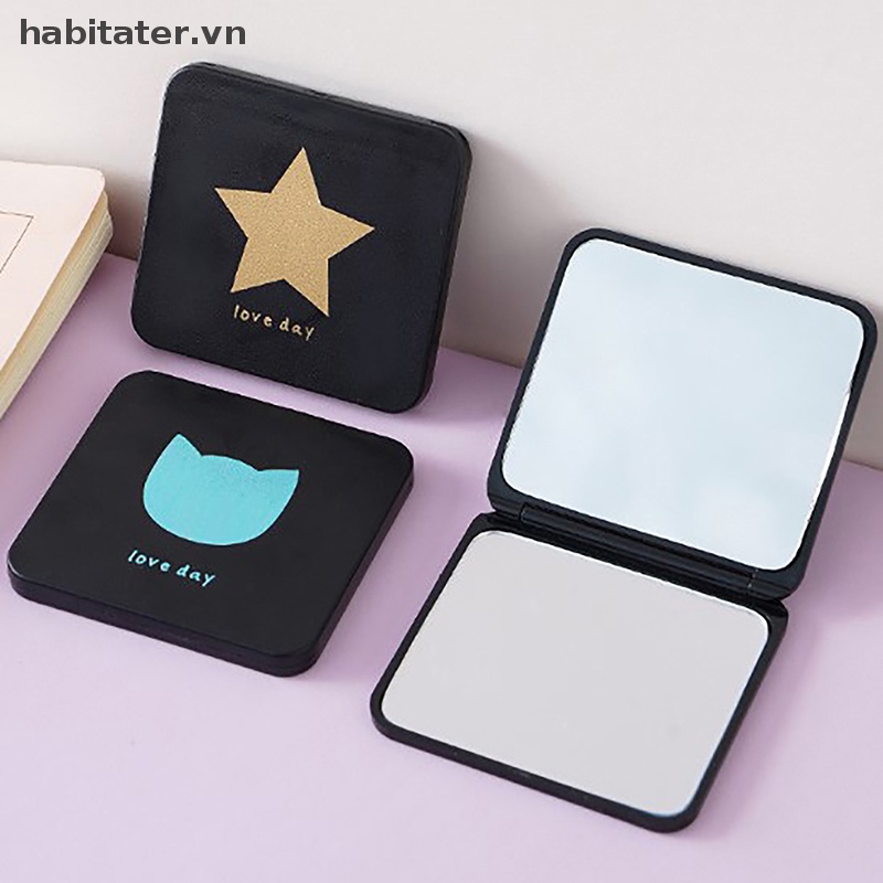 Gương Trang Điểm Mini Hình Vuông Gấp Gọn Tiện Dụng