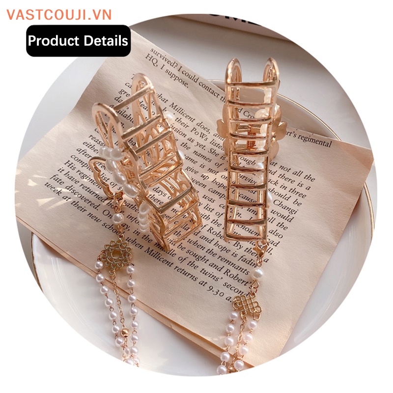 Bộ Kẹp Tóc Kim Loại Màu Vàng Phong Cách Vintage Thanh Lịch Cho Nữ