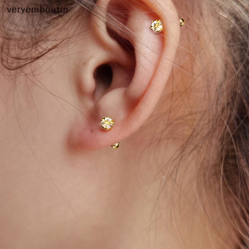 1 Đôi Bông Tai Đính Đá Zircon Dạng Xoắn Ốc Dành Cho Nữ