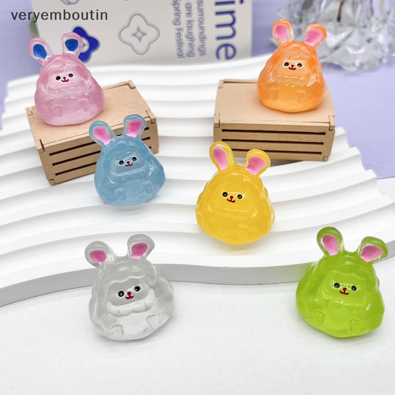 Tượng Thỏ Hoạt Hình Ba Chiều Bằng Nhựa Resin Màu Dạ Quang Để Bàn Trang Trí Nội Thất / Xe Hơi