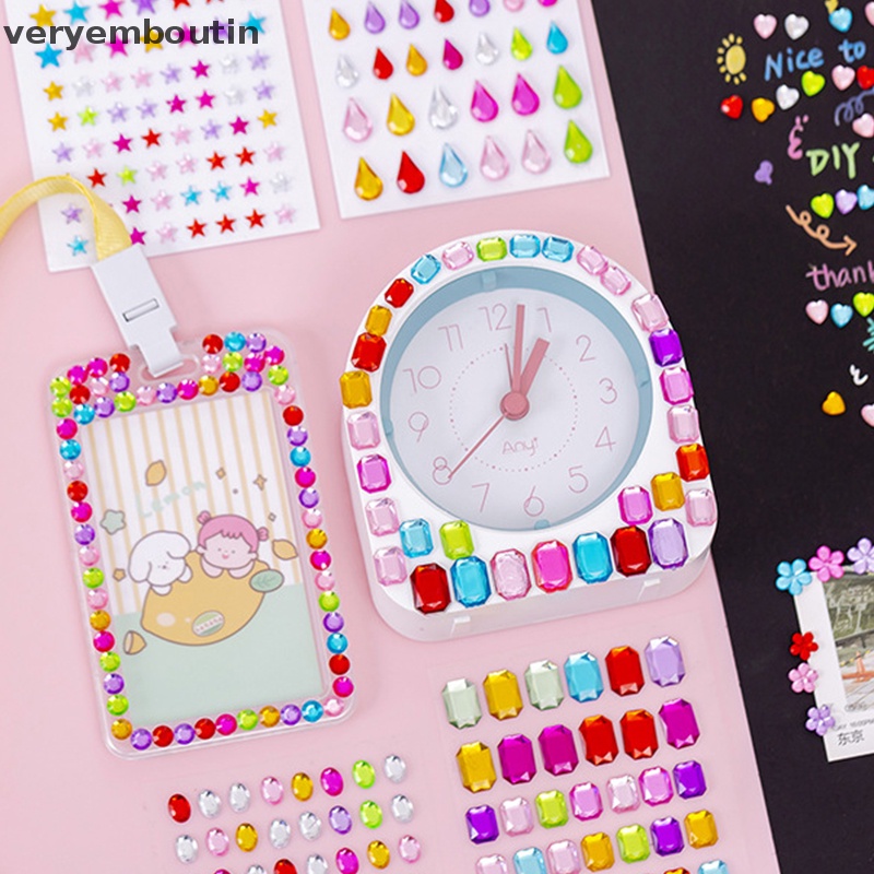 1 Tấm Nhãn Dán Mặt Trang Sức Đính Đá Pha Lê Tự Dính DIY