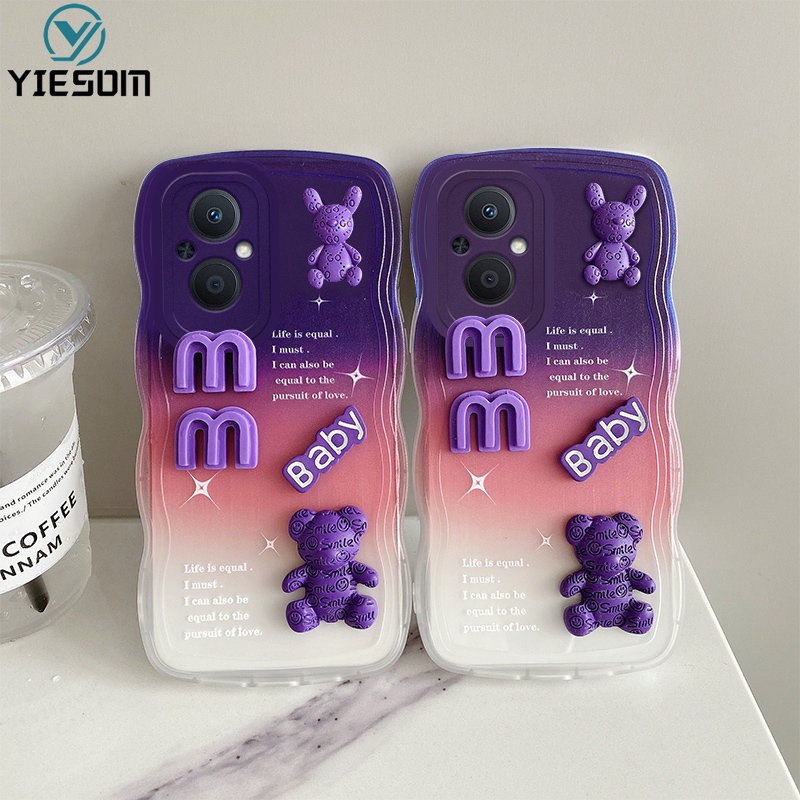 Ốp Điện Thoại Silicon Mềm Hình Gấu Thỏ Màu Gradient 3D Cho OPPO Reno 8Z 7Z 5G 8 7 6 5 5F 4F 4 4G