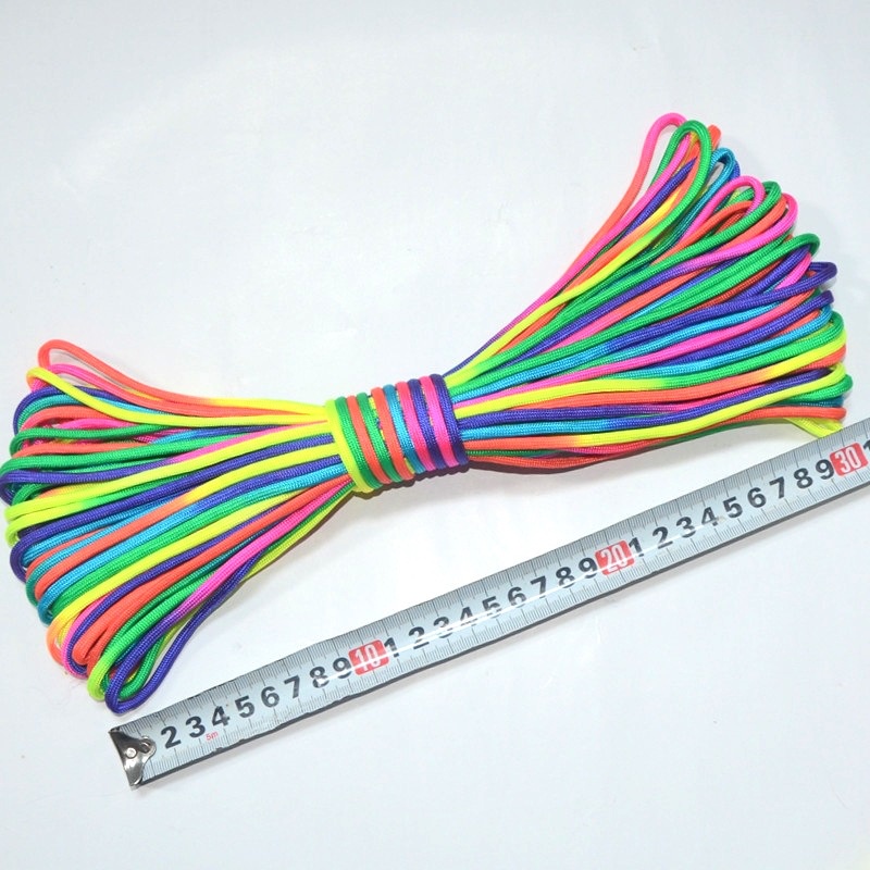 Dây Dù Paracord Màu Cầu Vồng 1 Cuộn 31 Mét - Dày 4mm Dây Dù Nhuộm Màu - Dây Thừng Cầu Vồng