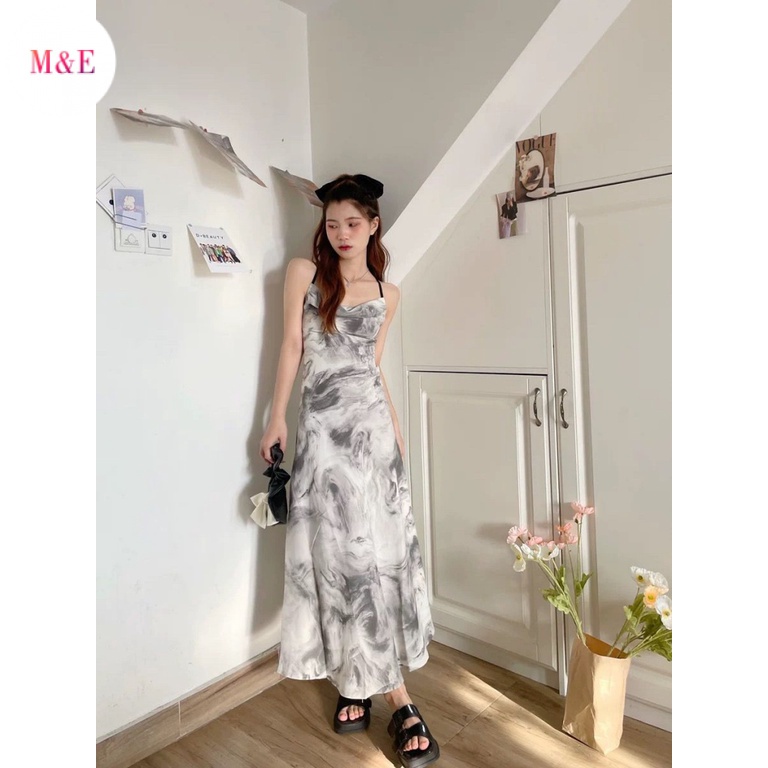 Đầm Hai Dây Mùa Hè 2023 In Họa Tiết Phong Cách Trung Hoa Hợp Thời Trang