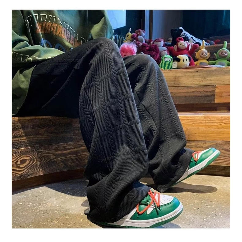 Quần Cotton Dày Ống Rộng Phong Cách Đường Phố Hong Kong Thời Trang Xuân Thu Cho Nam