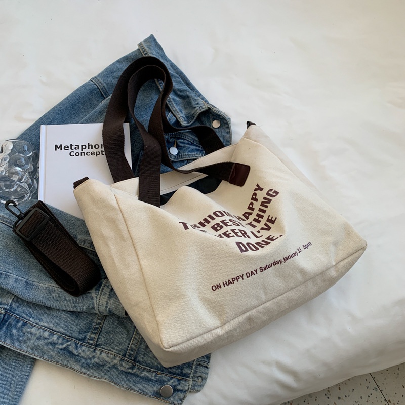 MISCHA Túi Xách canvas Cỡ Lớn Thiết Kế Đơn Giản Thời Trang Hàn Quốc Cho Nữ