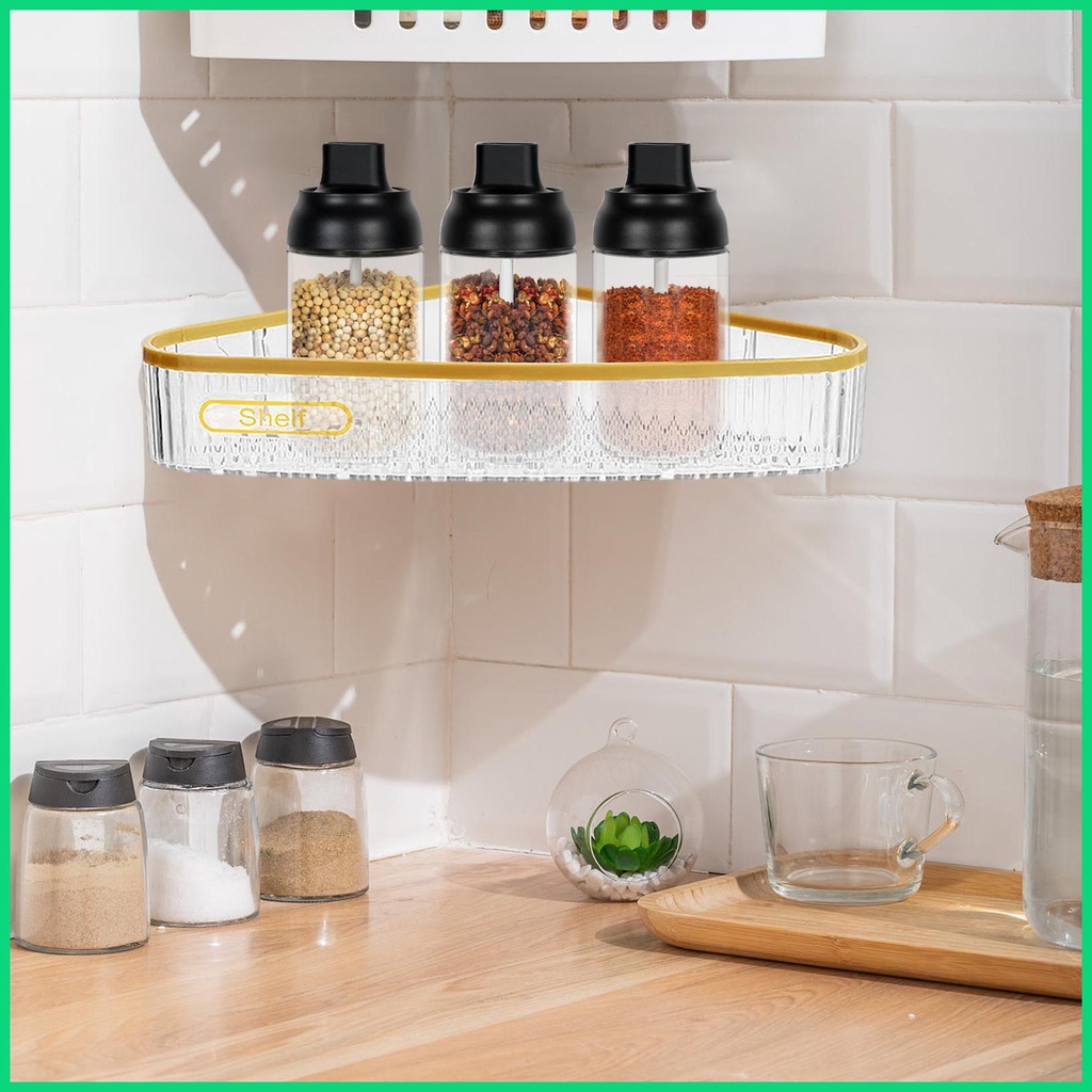 Kệ Đựng Đồ Dùng Gắn Góc Tường Nhà Tắm Tự Dính Tiện Dụng