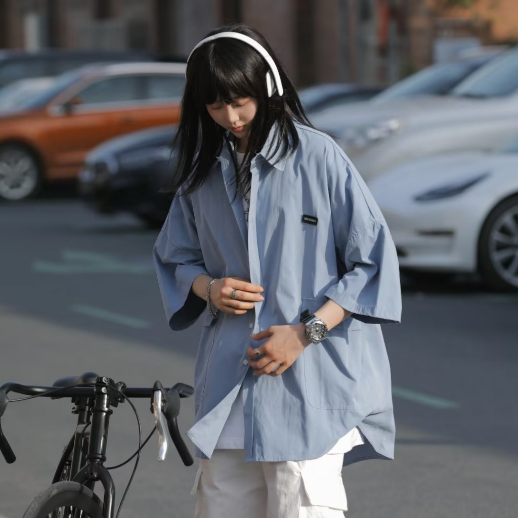 Áo Sơ Mi Tay Ngắn Dáng Rộng Phong Cách Hàn Quốc Thời Trang Mùa Hè Mới Cho Nam