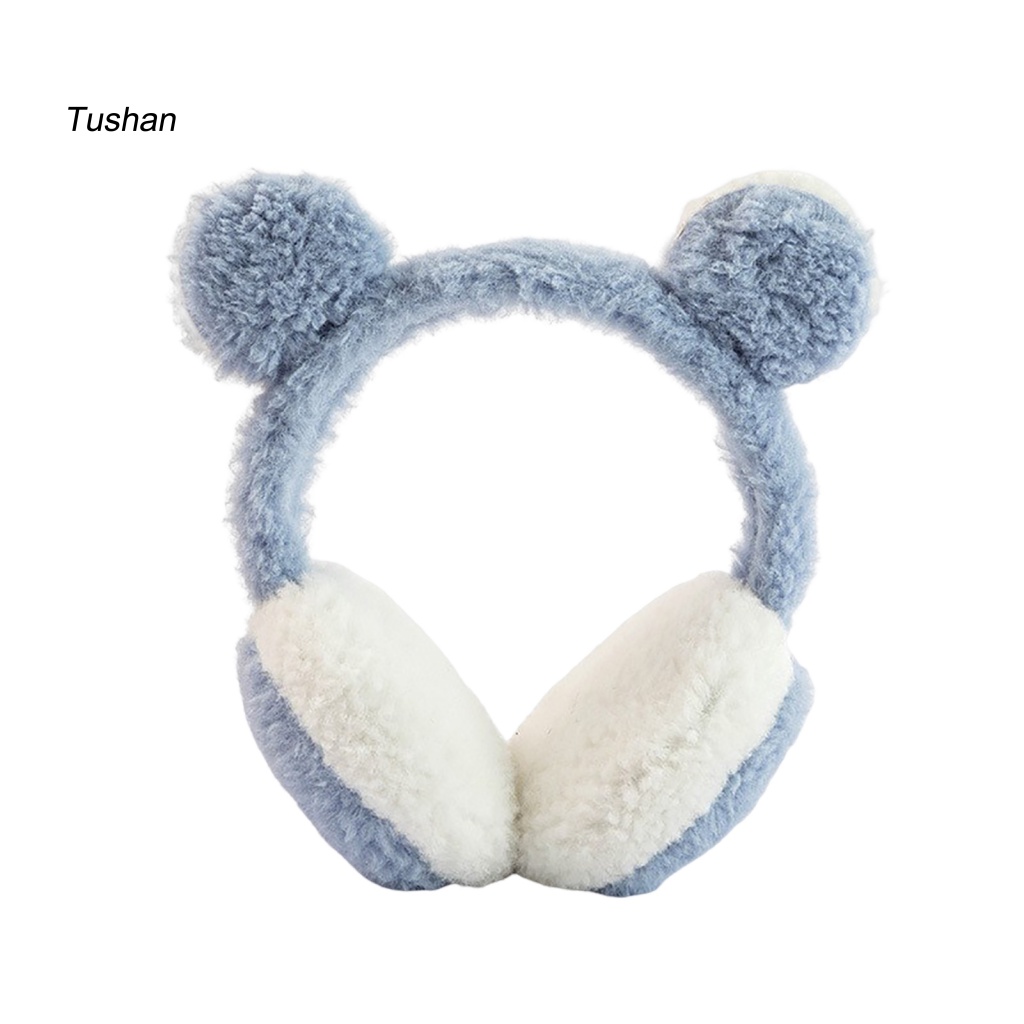 Chụp Tai Giữ Ấm Mùa Đông Bằng Vải Bông Dày Dặn Mềm Mại Co Giãn Màu Kẹo Họa Tiết Hoạt Hình