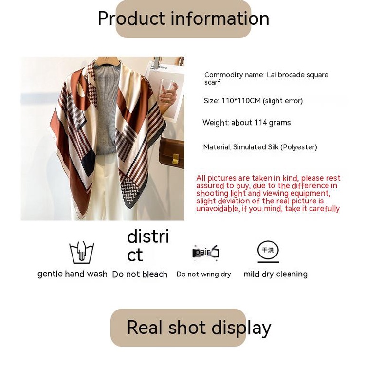 Khăn Quàng Cổ Lụa Satin 110cm Họa Tiết Kẻ Sọc Đơn Giản Dễ Phối Đồ Cho Nữ