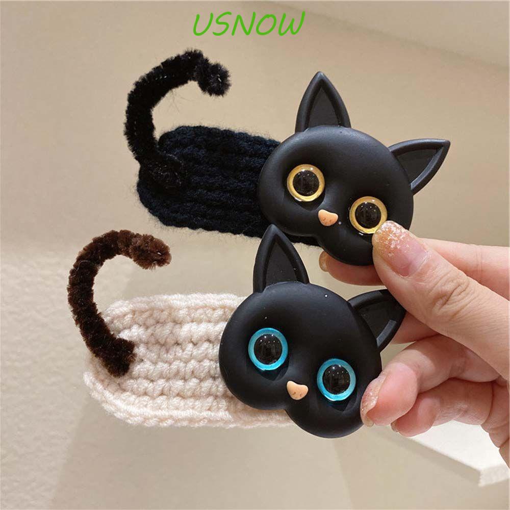 Kẹp Tóc Hình Chú Mèo Đan Len Dễ Thương Xinh Xắn