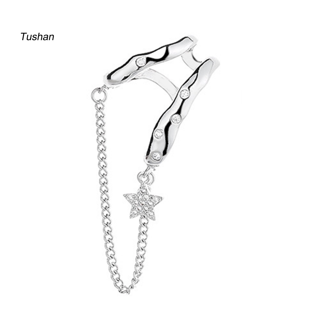 1 Chiếc Khuyên Tai Dạng Kẹp Dây Xích Hở Bằng Đồng Trơn Màu Sắc Không Cần Khoan Lỗ