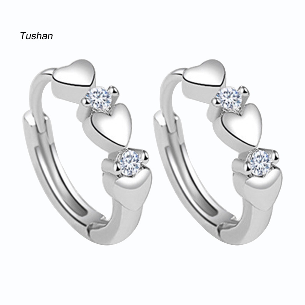 Bông Tai Hình Trái Tim Đính Đá Zircon Thời Trang Dành Cho Nữ