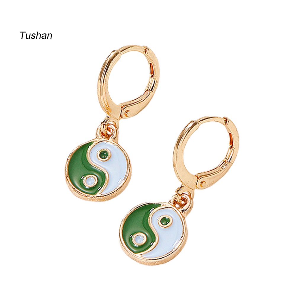 1 Đôi Khuyên Tai Tròn Âm Dương Truyền Thống