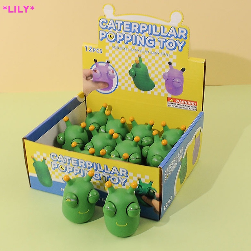 Lily cỏ sâu nhúm Đồ chơi Squishy Đồ chơi màu xanh lá cây mắt popping sâu bóp đồ chơi căng thẳng thuốc giảm căng thẳng chống căng thẳng thần tài giáng sinh trẻ em bên Quà Tặng uuuu