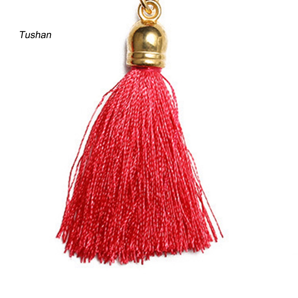 1 Đôi Bông Tai Móc Bằng Cotton Nhẹ Thiết Kế Tua Rua Phong Cách Bohemian
