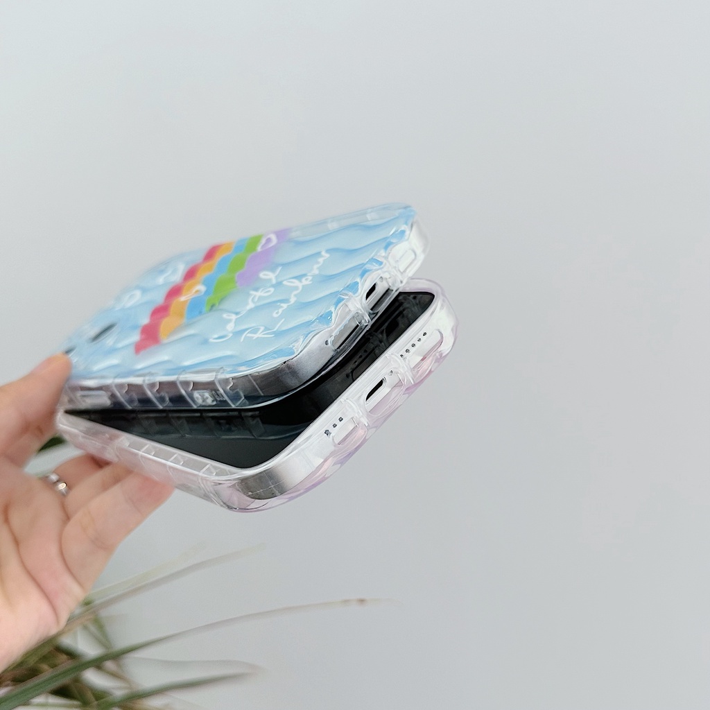 Ốp Điện Thoại TPU Mềm Trong Suốt Chống Rơi Hình Mặt Cười Và Cầu Vồng Cho iPhone 13 12 11 Pro Max 14 Plus