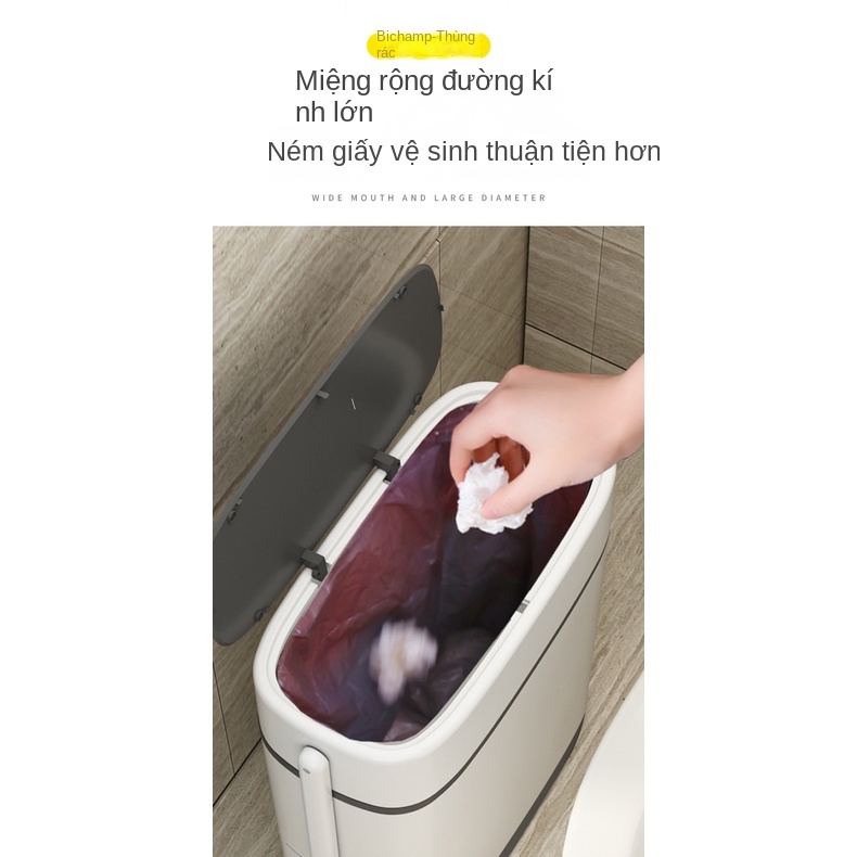 Thùng Rác Thông Minh, Thùng Đựng Rác Có Nắp Phong Cách Nhật Bản Cho Nhà Tắm ,Thùng Rác Nhà Vệ Sinh, Thông Minh Tự Động Đóng Gói BL MALL 14L