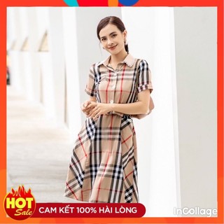 [ĐƯỢC KIỂM TRA HÀNG] Đầm xoè ca rô cổ sơ mi công sở cao cấp - Yêu Shop 85