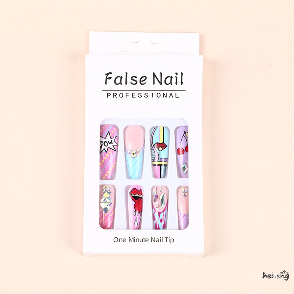 Móng Tay Giả Họa Tiết Cherry Tự Nhiên Nhẹ Nhàng Cho Nữ