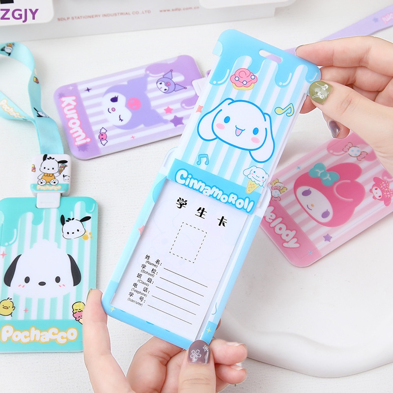 Túi Đựng Thẻ Id / Thẻ Id / Xe Buýt Họa Tiết Hoạt Hình Kuromi Purin My Melody Dễ Thương Kèm Móc Khóa Tiện Dụng Cho Học Sinh Mới