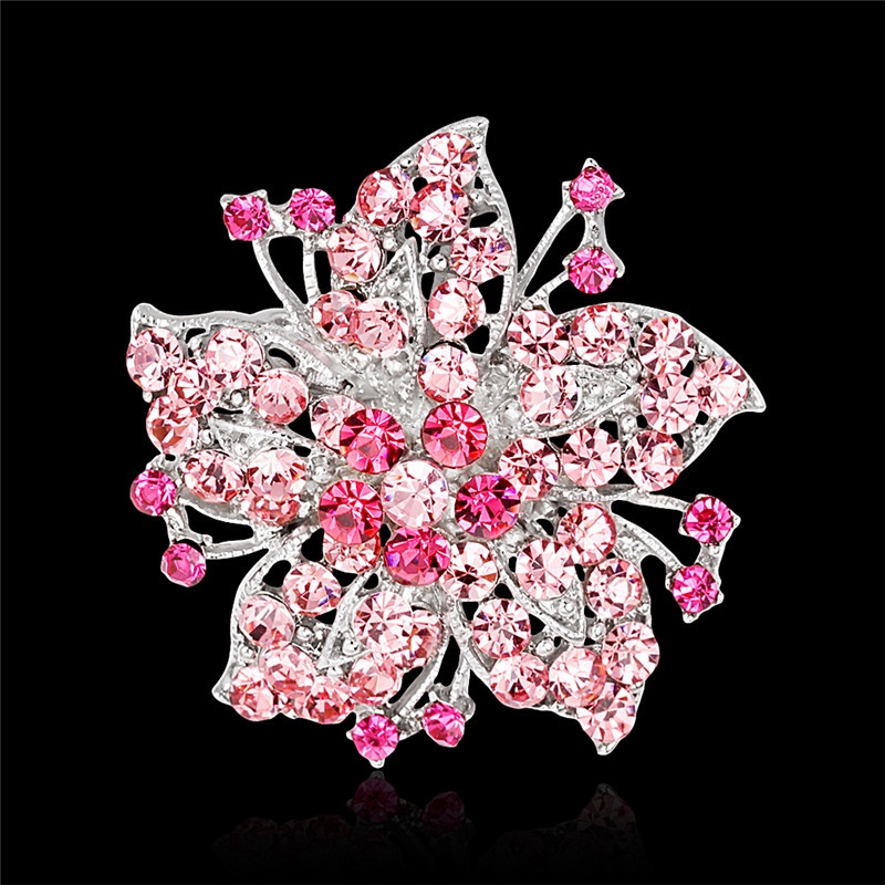 Ghim Cài Áo Hình Bông Hoa Đính Đá Nhân Tạo Thời Trang Dành Cho Nữ