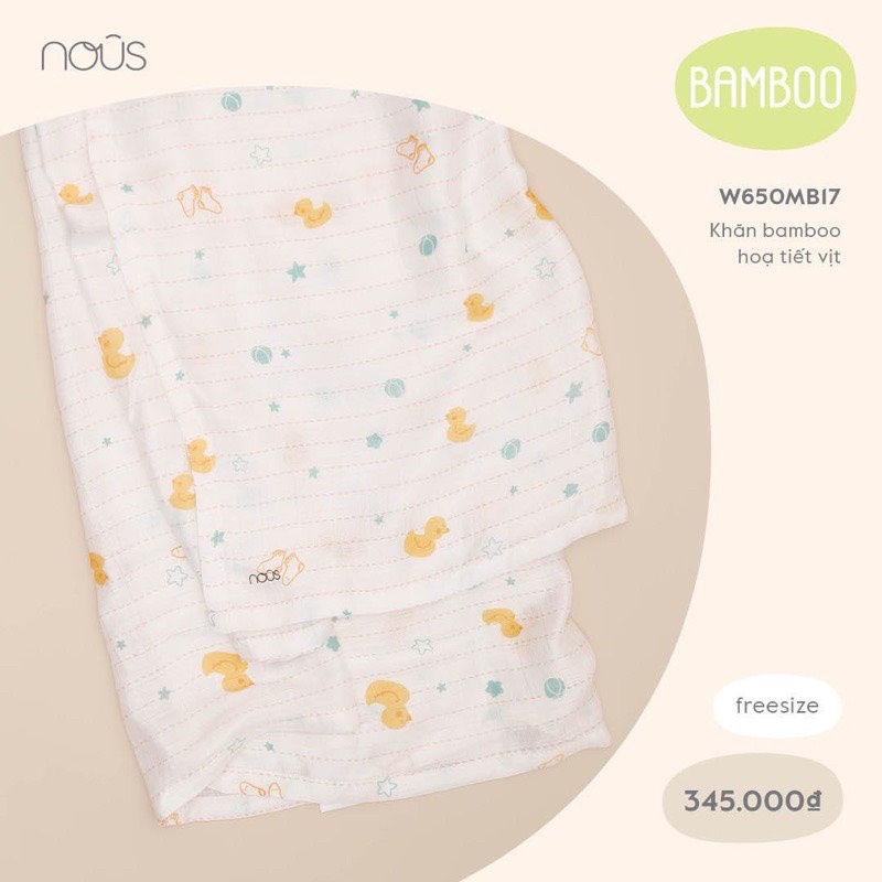 KHĂN TẮM BAMBOO NOUS 1 LỚP 120X120CM CHẤT MỀM THOÁNG