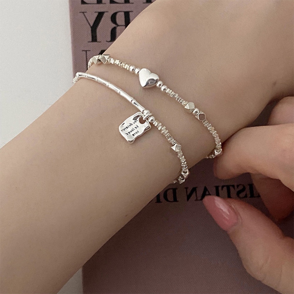 Vòng Tay Kim Loại Bạc Đơn Giản Thời Trang Phong Cách Hàn Quốc Cho Nữ