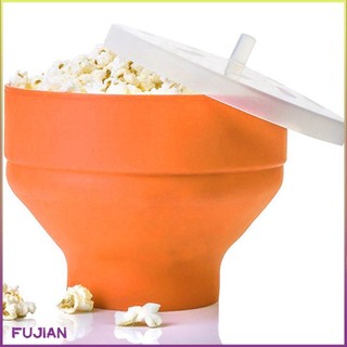 Microwave Foldable Popcorn Bucket Silicone Bowl Creative High Temperature Resistant Large Covered [B/9]