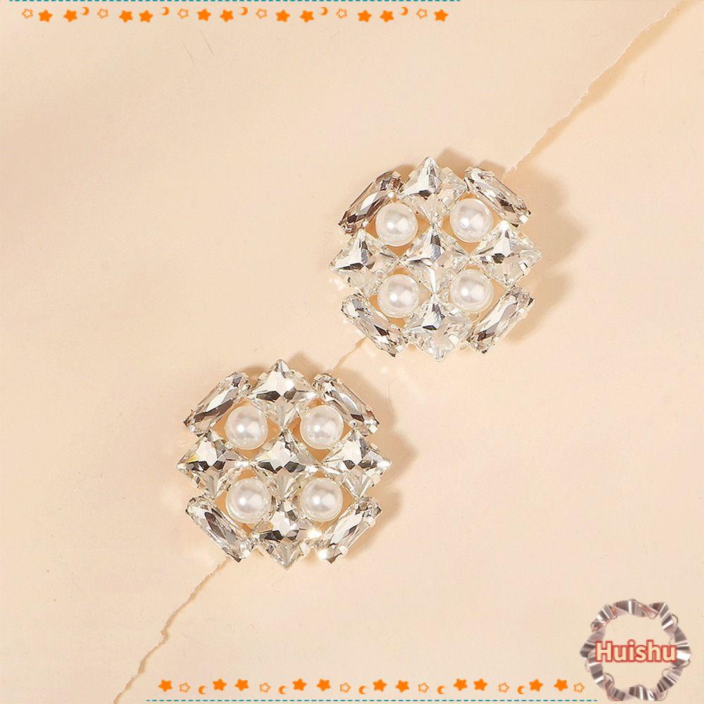 1 Cặp Kẹp Giày Hình Vuông Đính Đá Sang Trọng Cho Nữ