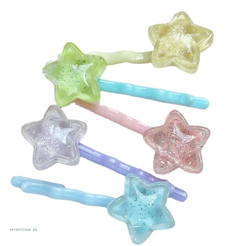 Set 5 Kẹp Tóc Hình Ngôi Sao Nhiều Màu Sắc Thời Trang