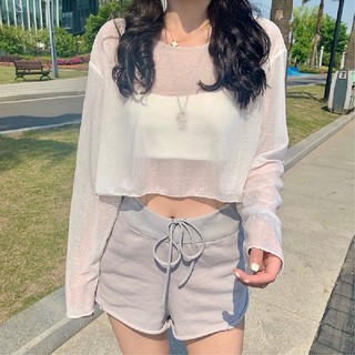 Áo Thun Chống Nắng Tay Dài Dáng Rộng Màu Trơn Trong Suốt Dễ Thương Thời Trang Cho Cặp Đôi VEN231