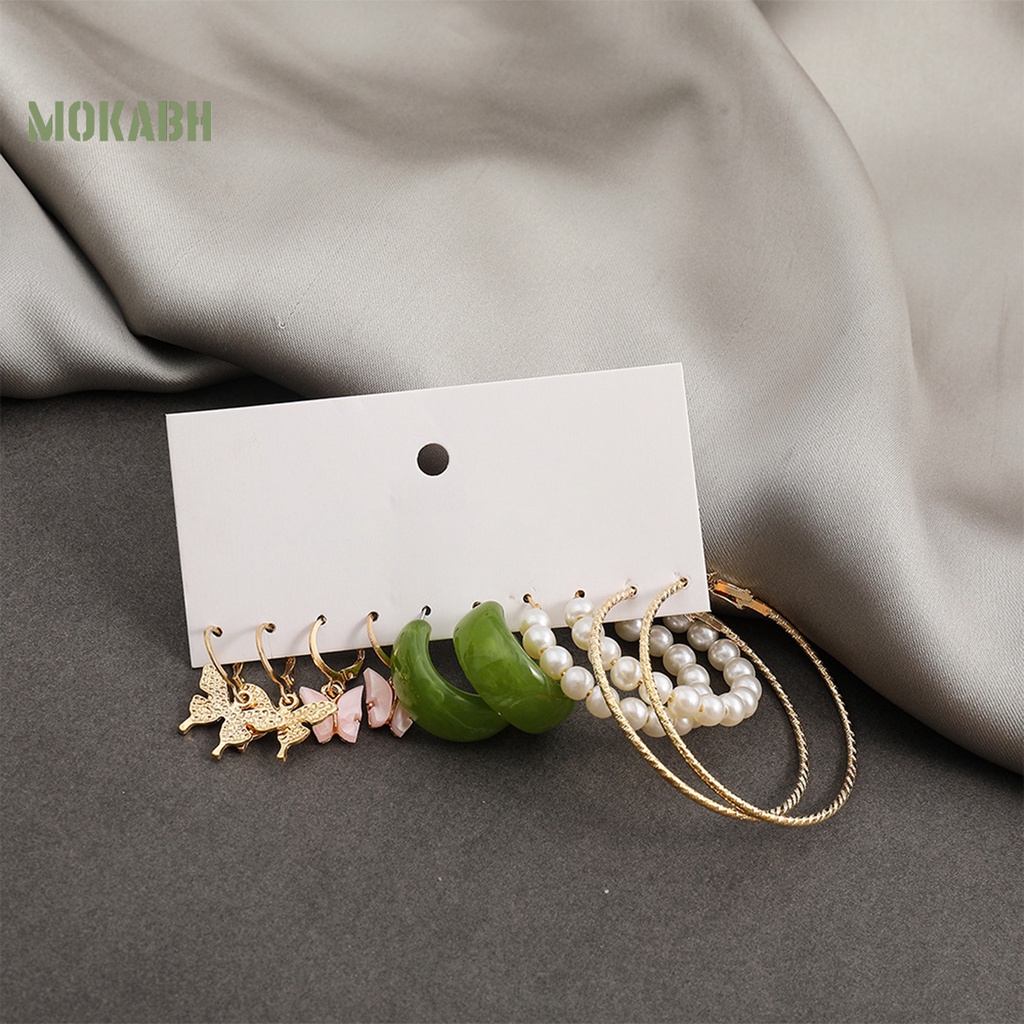 [Mới] Set 5 Đôi Bông Tai Dạng Vòng Hình Học Trang Trí Mắt Bằng Acrylic Tinh Tế Chống Dị Ứng Trang Sức Thời Trang Nữ