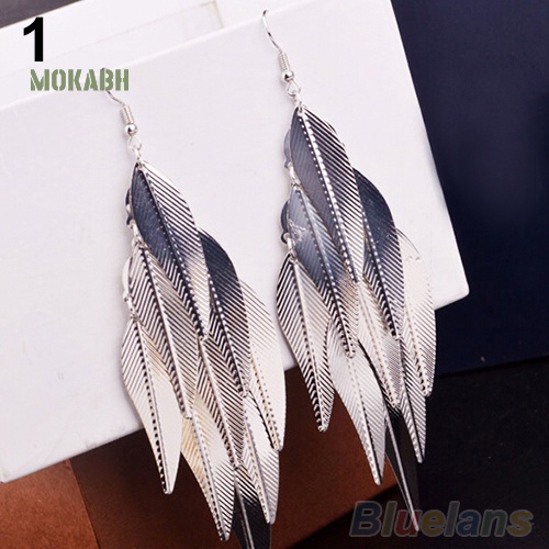 [Hot] Bông Tai Dáng Dài Hình Chiếc Lá Nhiều Lớp Phong Cách Baroque Cổ Điển Cho Nữ