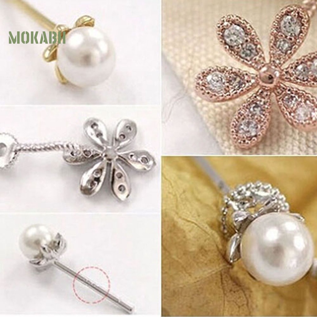 Bông Tai Hợp Kim Hình Hoa Đính Ngọc Trai Giả Lấp Lánh Chống Gỉ Sét Cho Nữ