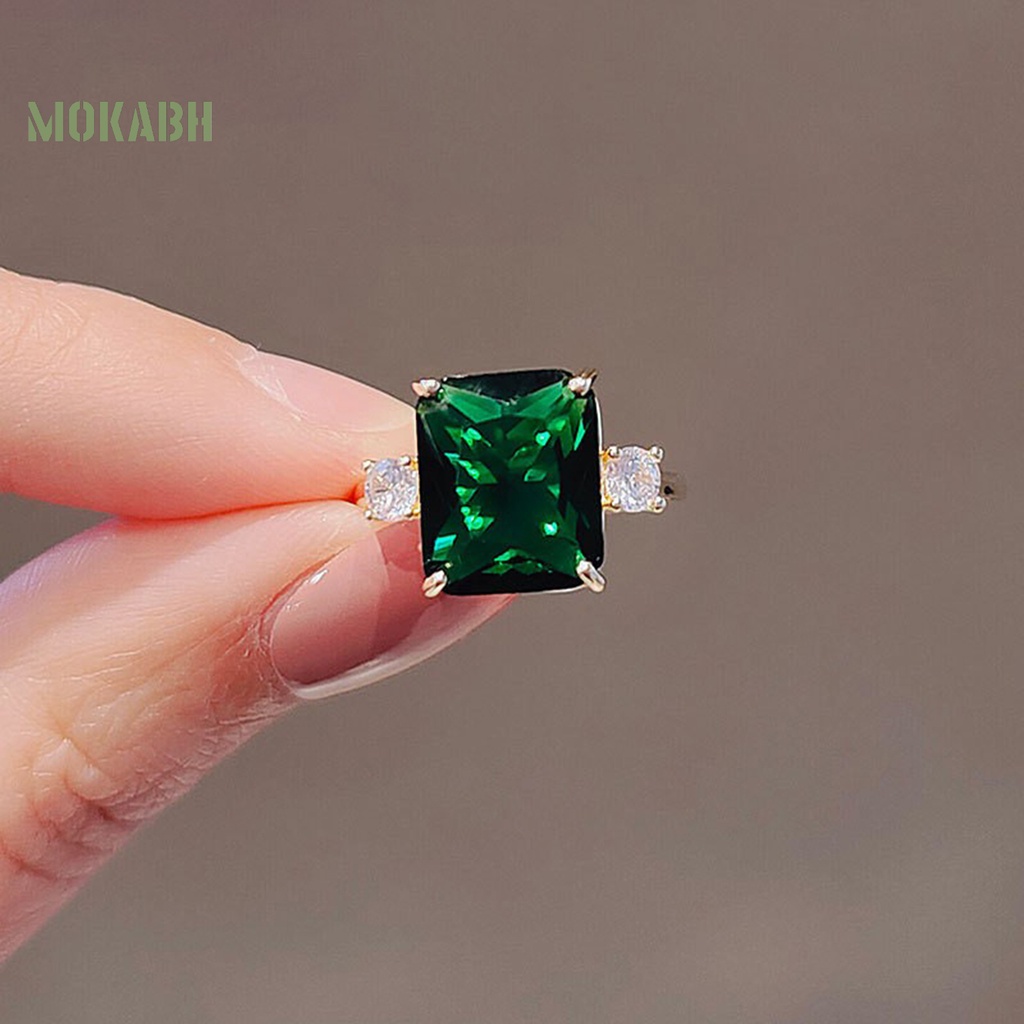 [Mới] Nhẫn Hợp Kim Đính Đá Ngọc Lục Bảo Siêu Nhẹ Đơn Giản Dễ Phối Đồ Cho Nữ